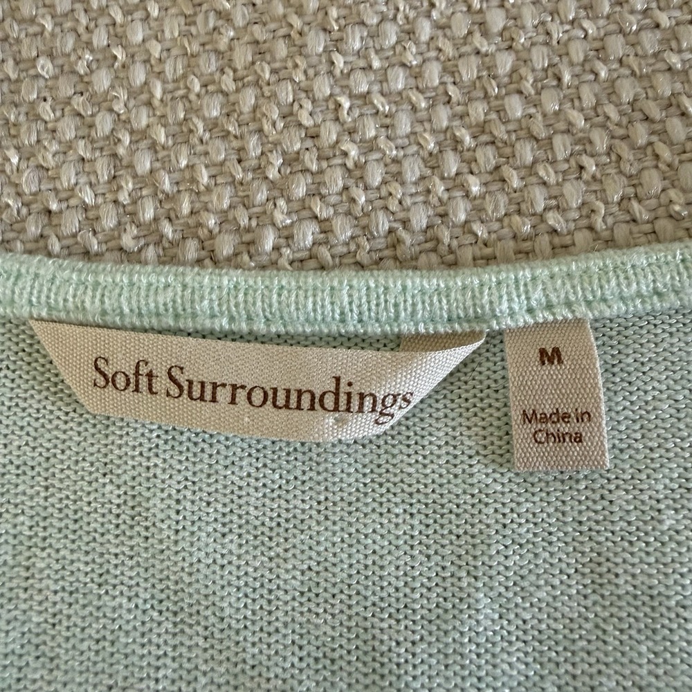 Soft Surroundings Sweater Women's Size M Lace Hem L/S Tunic Top Green - Picture 5 of 9